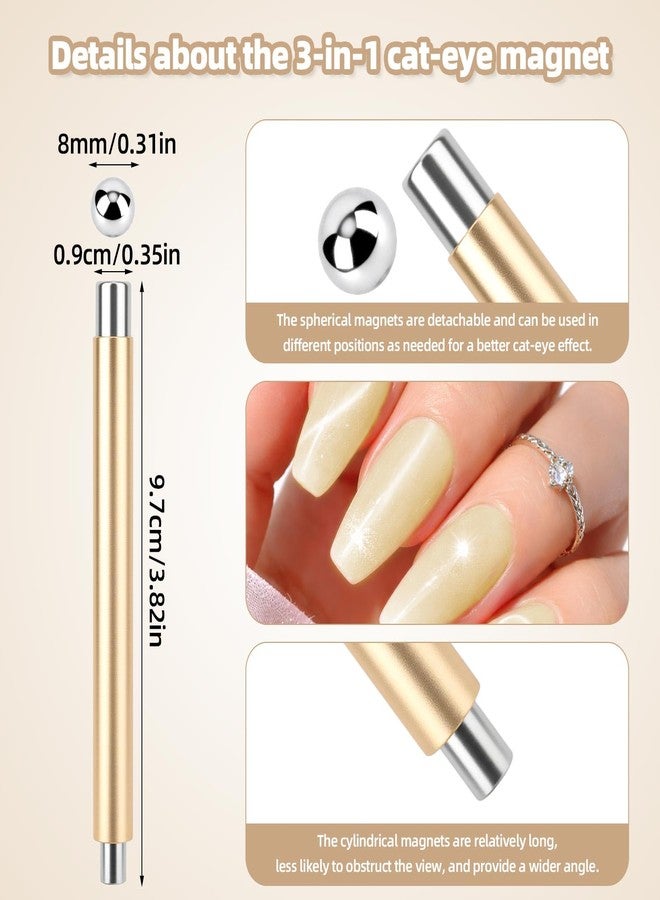 Fukaisu 3-in-1 Cat Eye Magnet for Nails, Cylinder & Ball Nail Art Magnet Pen Multifunctional Magnets Magnetic Gel Polish Cat Eye Manicure Design Tool Suitable for Home Salon DIY - Image 5